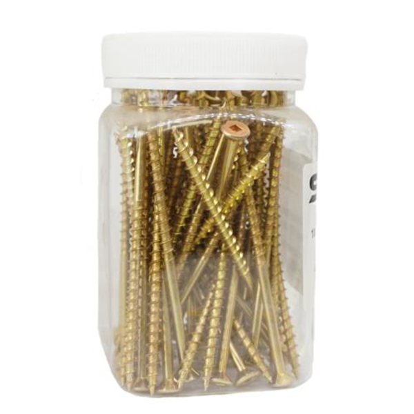 10G x 100 Surefast Woodscrew Countersunk Square Drive - Yellow Zinc (Jar) /50