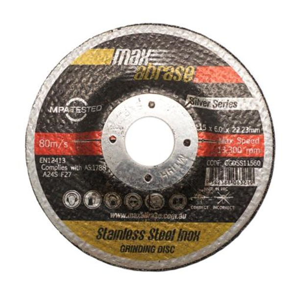 100x6x16 Silver Series Stainless Grinding Disc - Maxabrase