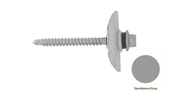 13GX65mm Self Drilling Universal Screw Assembled With Trmdek Profile Washer +35mm EPDM- SANDSTONE GREY