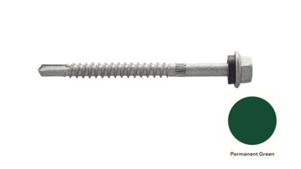 14G-10x75mm Hex Head Self Drilling Metal Screw - Galv + Seal-PERMGREEN