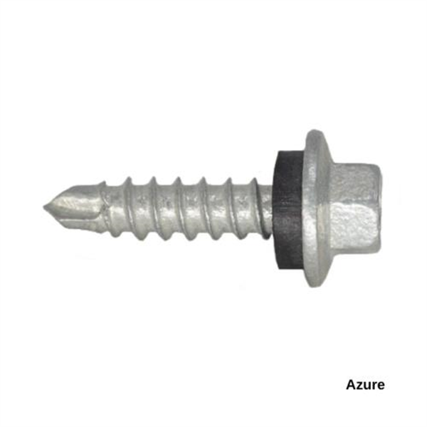 13G-11x25mm Hex Head Self Drilling Universal(Timber/Metal) Screw - Galv + Seal-AZURE BLUE