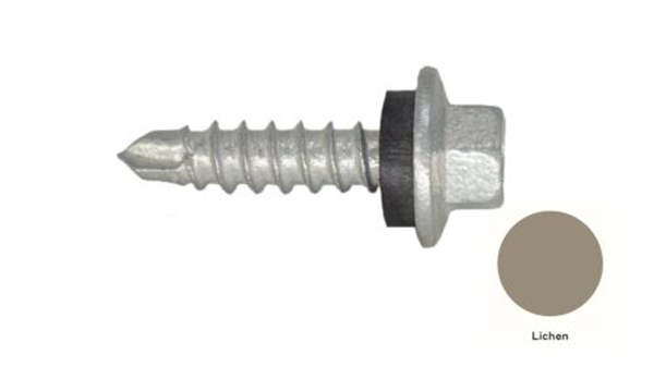 13G-11x25mm Hex Head Self Drilling Universal(Timber/Metal) Screw - Galv + Seal-LICHEN