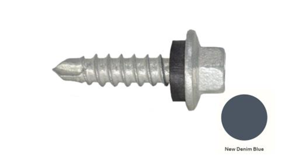 13G-11x25mm Hex Head Self Drilling Universal(Timber/Metal) Screw - Galv + Seal-NEW DENIM BLUE